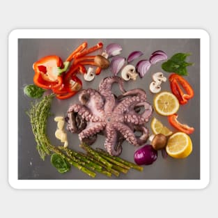 Fresh octopus and vegetables Sticker
